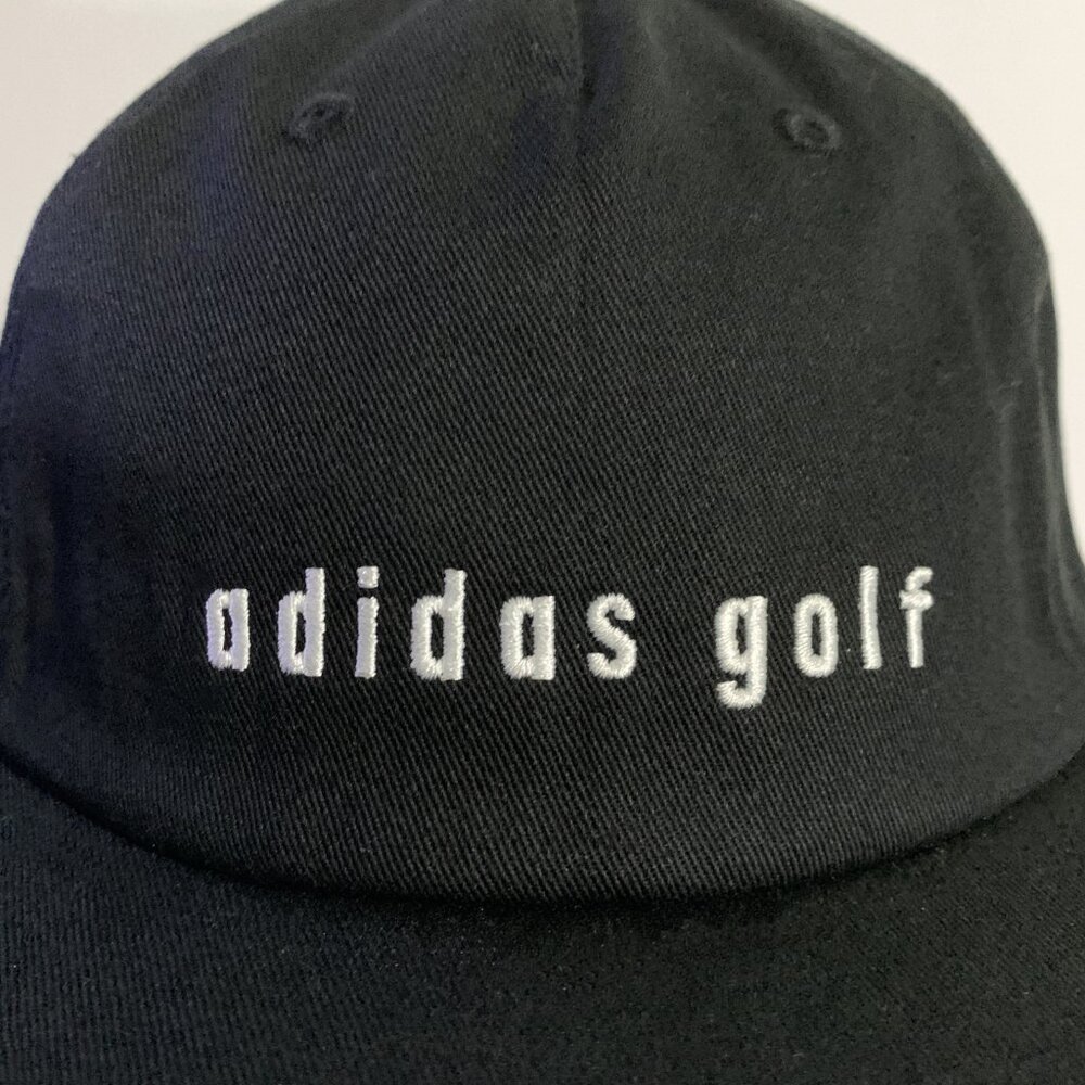 Adidas Hat Golf Adjustable Faux Leather Strap Black White Cap One Size Fits Most - Picture 2 of 9